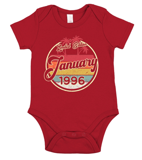 Vintage 80s January 1996 25th Birthday Gift Idea Short Sleeve Baby One-Piece
