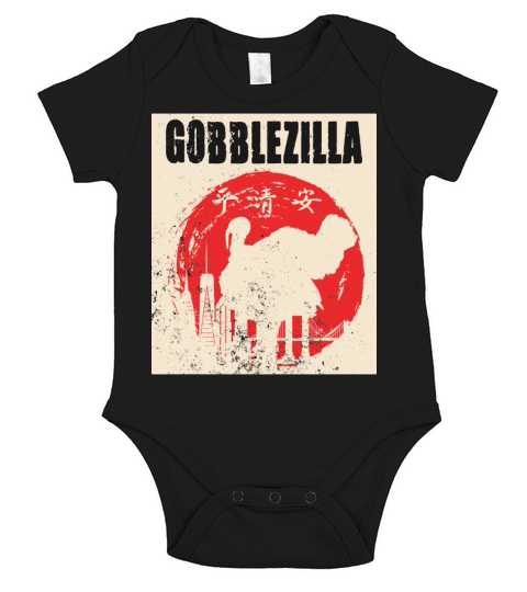 Gobblezilla Happy Thanksgiving Turkey Gobble Thank Short Sleeve Baby One-Piece