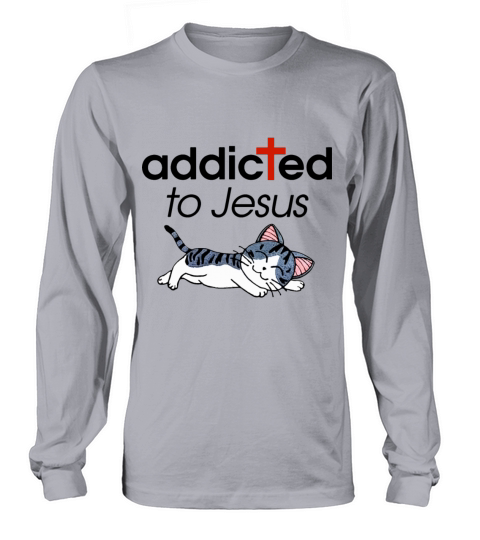 addicted to jesus cat enjoy sleep jesus Men's Long Sleeve