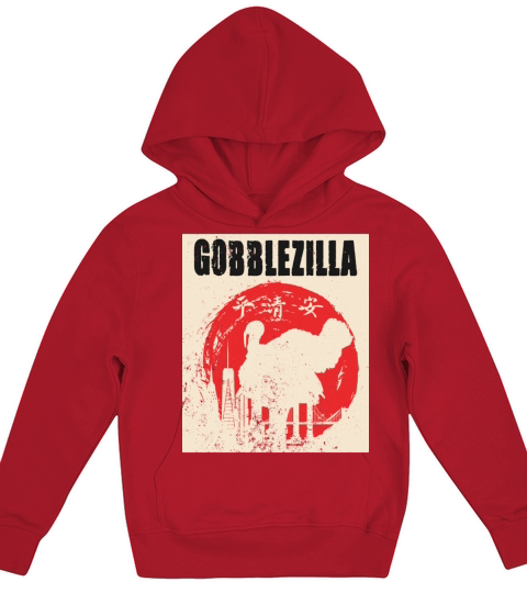 Gobblezilla Happy Thanksgiving Turkey Gobble Thank Kids Hoodie