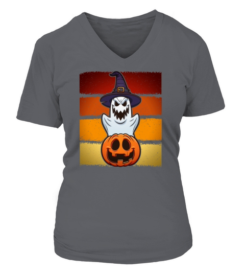Halloween Ghost Pumpkin Funny vintage Women's V-Neck T-shirt
