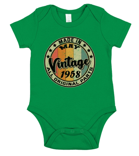 Made In May Vintage 1958 All Original Parts Short Sleeve Baby One-Piece