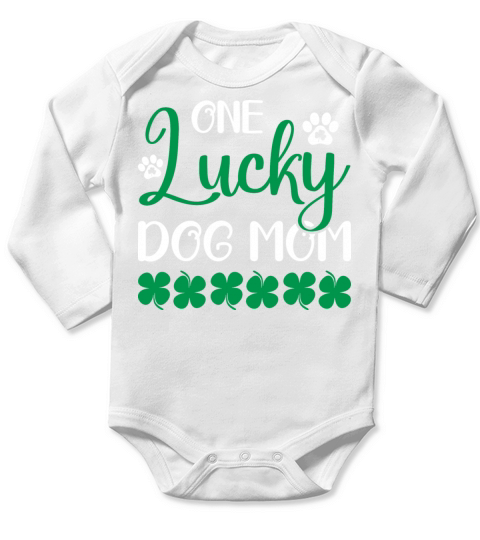 One Lucky Dog Mom Long Sleeve Baby One-Piece