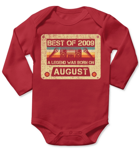 August Twelfth Birthday Vintage Cassette Gift Long Sleeve Baby One-Piece