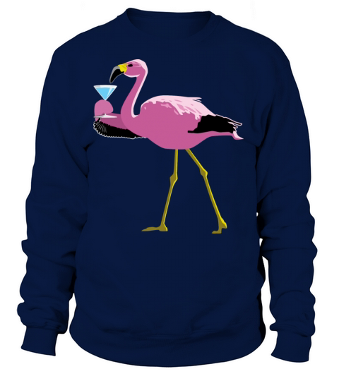 Pink Flamingo Drinking A Martini Women's Sweatshirt
