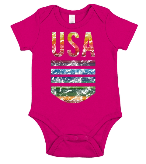 USA Spirit American Pride Rainbow Design Short Sleeve Baby One-Piece