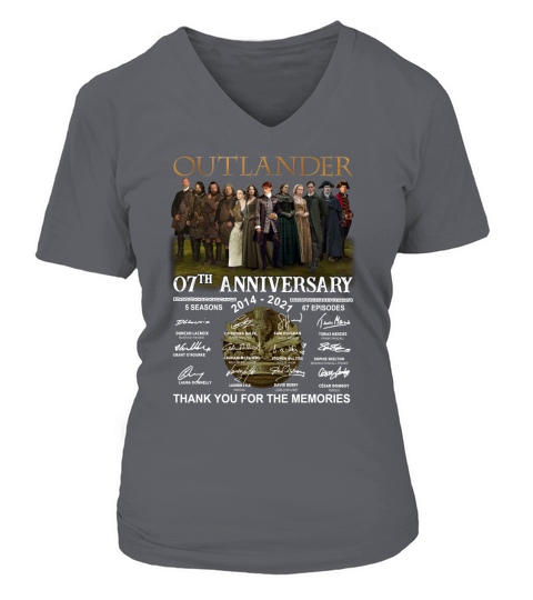 Outlander 07th anniversary 2014 2021 thank you for the memories signatures V-neck T-Shirt Woman