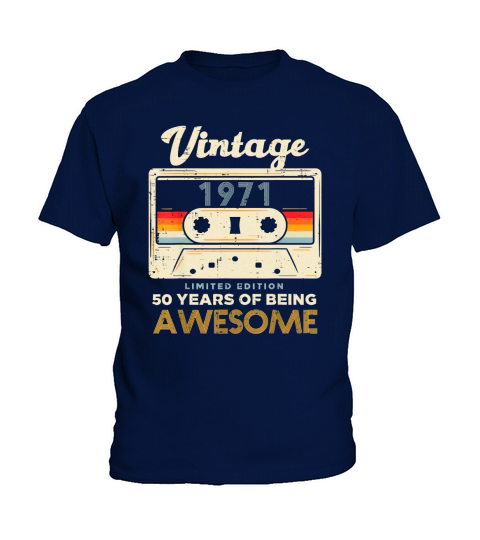 Vintage 1971 Cassette Tape 50 Awesome 50th Birthday Kids T-Shirt