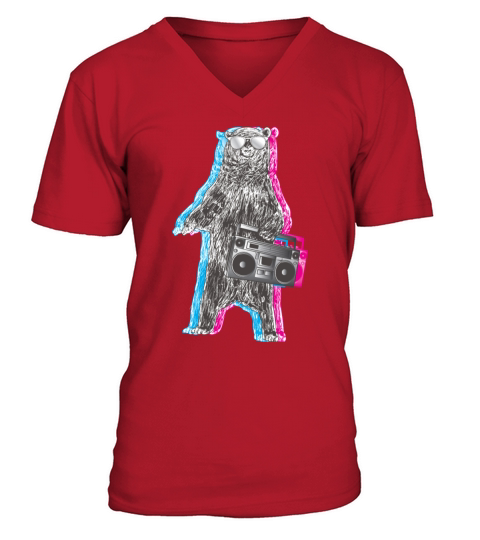 Ghetto Bear grizzly music musical hip-hop Men's V-Neck T-shirt