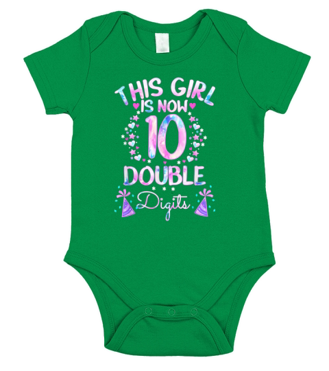 This Girl Is Now 10 Double Digits-Tie dye 10th birthday Gift Short Sleeve Baby One-Piece
