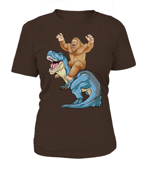 Bigfoot Riding Dinosaur T Rex Cute Sasquatch Dino Women's T-Shirt