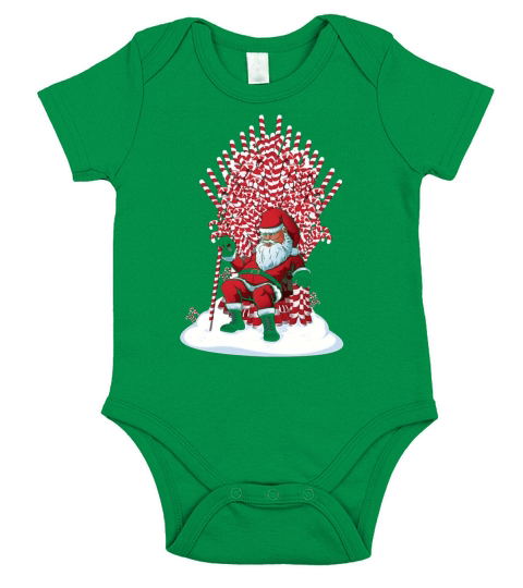 Santa On Candy Cane Throne Funny Christmas T-Shirt Large Short Sleeve Baby One-Piece