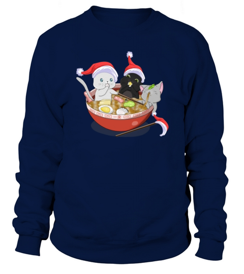 cats eating ramen christmas Men's Sweatshirt