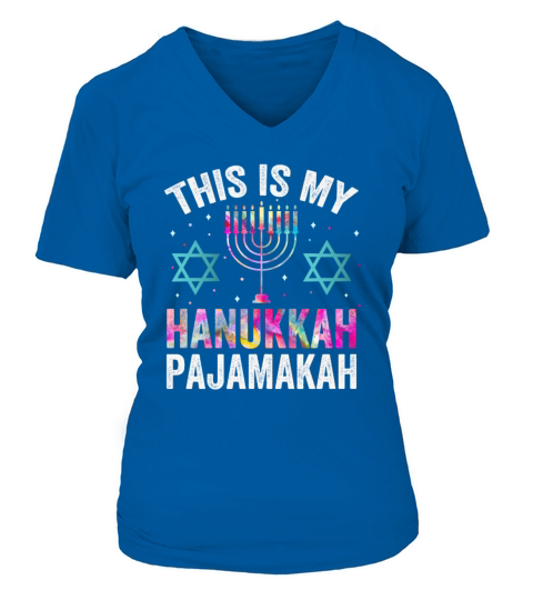 My Hanukkah Pajamakah Festival of Lights Dreidel Women's V-Neck T-shirt