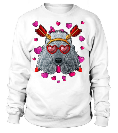 Poodle Valentines Day Dog Face Heart Glasses Love Women's Sweatshirt