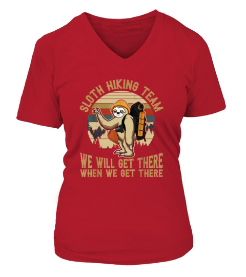 Sloth Hiking Team We Will Get There Funny Vintage Women's V-Neck T-shirt