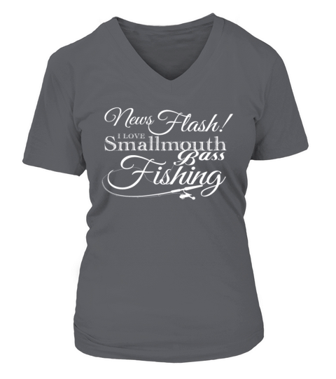 Fishing News Flash Love Smallmouth Bass Fishing Rod Reel Whtie Women's V-Neck T-shirt
