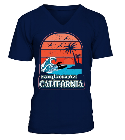 Santa Cruz Vintage Ca California Surfer Gift Idea Men's V-Neck T-shirt
