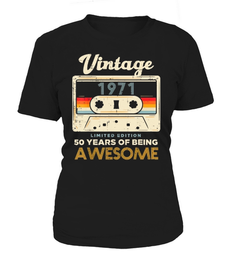Vintage 1971 Cassette Tape 50 Awesome 50th Birthday Women's T-Shirt
