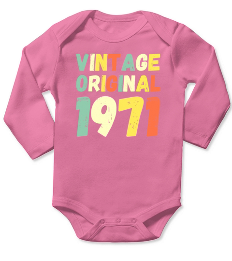 Vintage Original 1971 Retro Style Long Sleeve Baby One-Piece