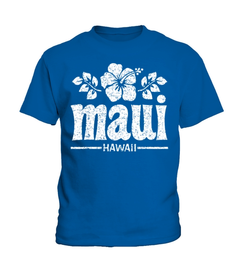 Maui Hawaii Flowers Distressed Print Kids T-Shirt