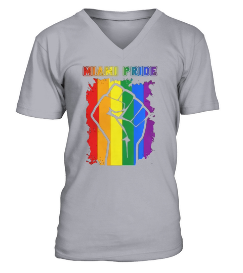 Miami Pride LGBT RAINBOW FLAG Men's V-Neck T-shirt