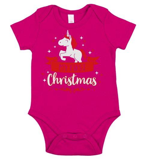 My first Christmas - Unicorn - baby - child - Xmas Short Sleeve Baby One-Piece