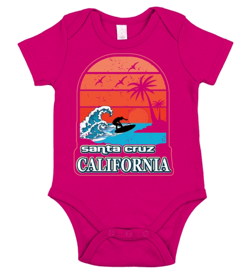 Santa Cruz Vintage Ca California Surfer Gift Idea Short Sleeve Baby One-Piece