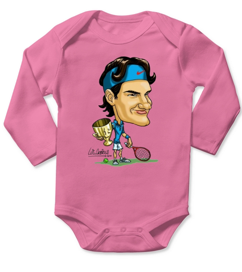 Roger Federer Cartoon - Unisex Long Sleeve Long Sleeve Baby One-Piece