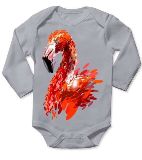 color illustration of a flamingo Long Sleeve Baby One-Piece
