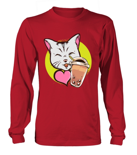 Boba Tea Bubble Tea Cat Anime Women's Long Sleeve