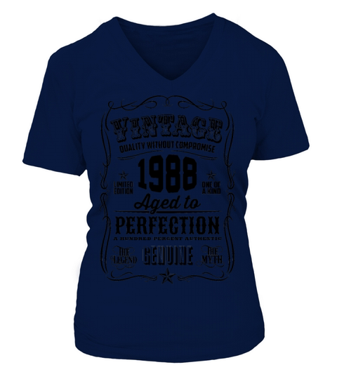 Vintage 1988 Aged to Perfection Black Print Women's V-Neck T-shirt
