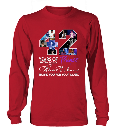 42 years of Prince signature thank you for the memories Long sleeved Unisex