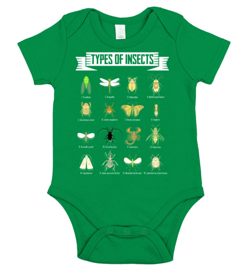 Kids Types Of Insects Bug Science funny saying Short Sleeve Baby One-Piece