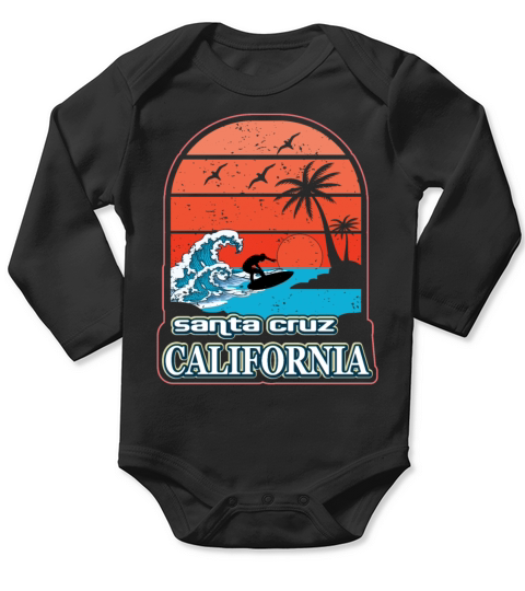 Santa Cruz Vintage Ca California Surfer Gift Idea Long Sleeve Baby One-Piece