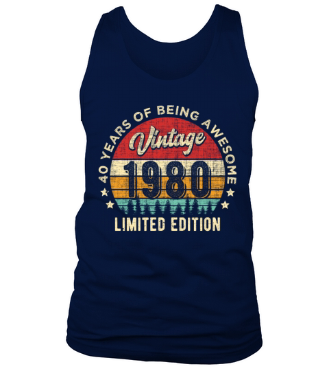 Vintage 1980 40 years old Awesome 40th Birthday Men's Tank Top