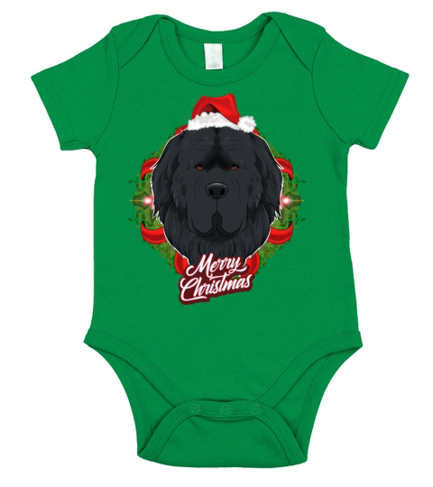 Newfoundland Lover I Merry Christmas Newfoundland Short Sleeve Baby One-Piece