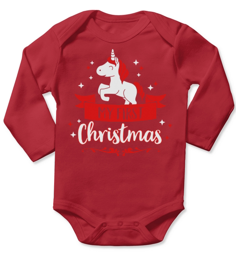 My first Christmas - Unicorn - baby - child - Xmas Long Sleeve Baby One-Piece