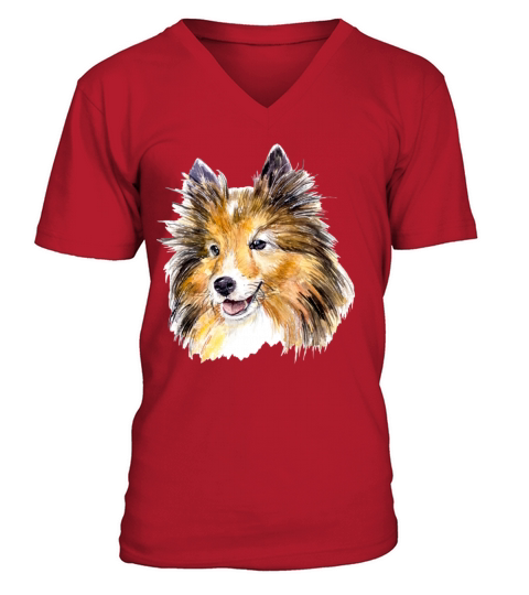 Collie elegant watercolor illustration Men's V-Neck T-shirt