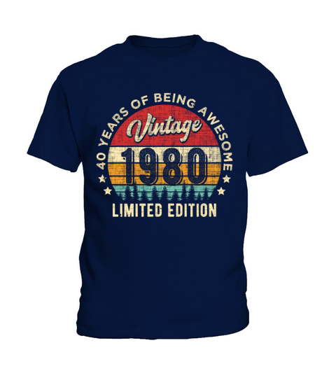 Vintage 1980 40 years old Awesome 40th Birthday Kids T-Shirt