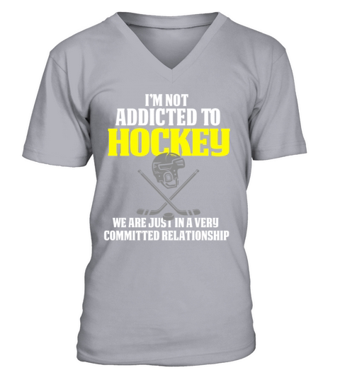 Funny Hockey Design Not Addicted To Hockey Men's V-Neck T-shirt