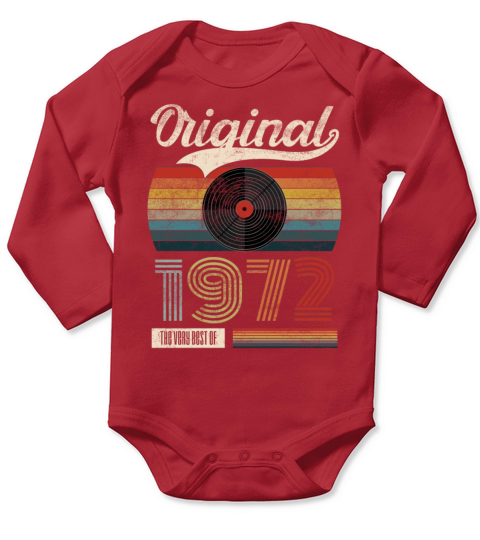 1972 Vintage Birthday Gift Tee Retro Style Long Sleeve Baby One-Piece