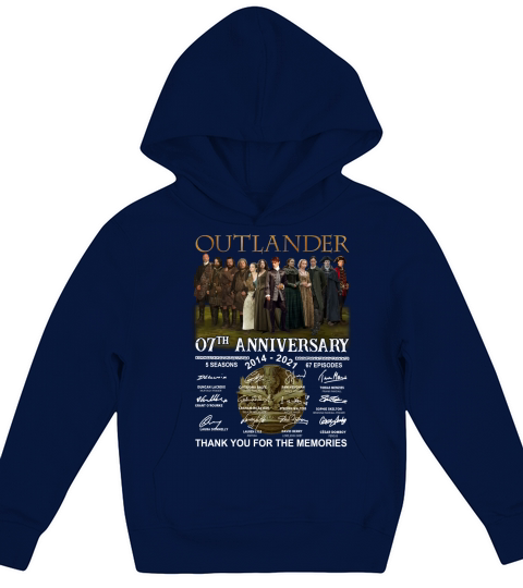 Outlander 07th anniversary 2014 2021 thank you for the memories signatures Kids Hoodie
