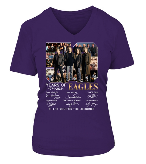 50 years of 1971 2021 Eagles signatures thank you for the memories V-neck T-Shirt Woman