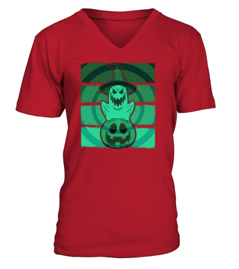 Halloween Ghost Pumpkin Funny horror Men's V-Neck T-shirt