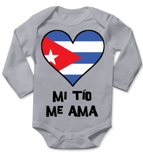 My Uncle Loves Me Cuban Flag Heart Long Sleeve Baby One-Piece
