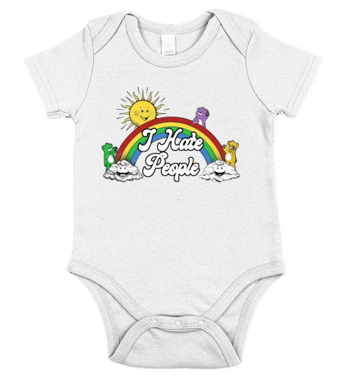Rainbow bear cute I hate people shirt Short Sleeve Baby One-Piece