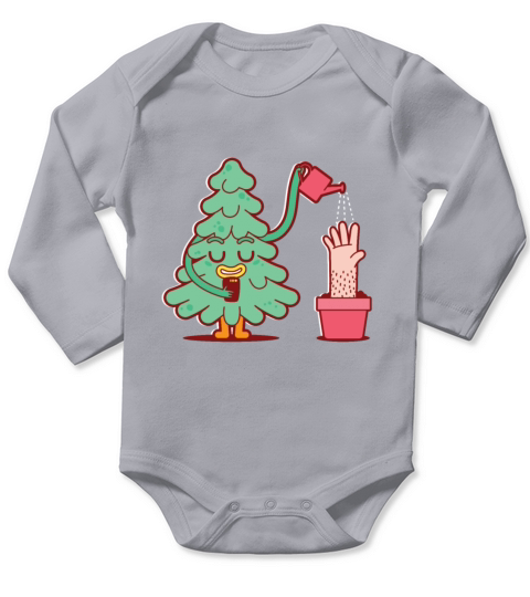 Tree watering its human Long Sleeve Baby One-Piece