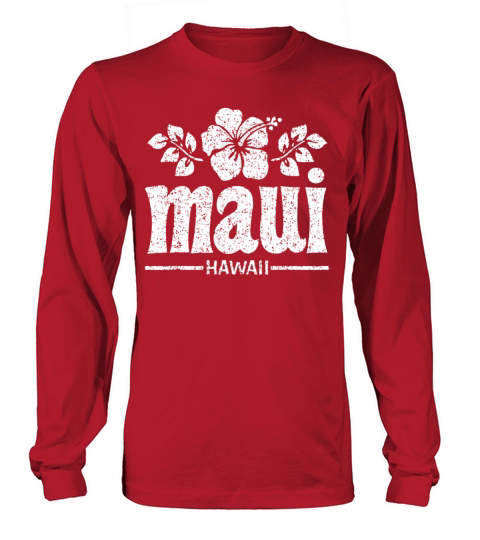 Maui Hawaii Flowers Distressed Print Men's Long Sleeve