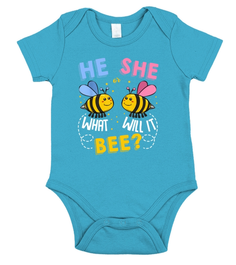 He Or She What Will It Bee Gender Reveal Short Sleeve Baby One-Piece